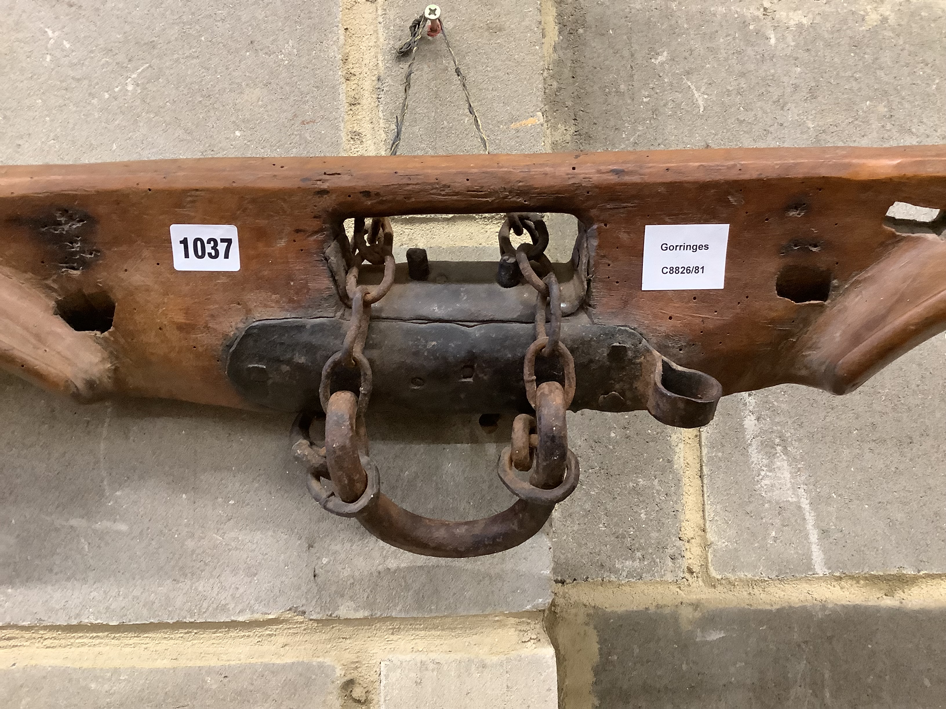 A 19th century iron mounted ox yoke, length 110cm